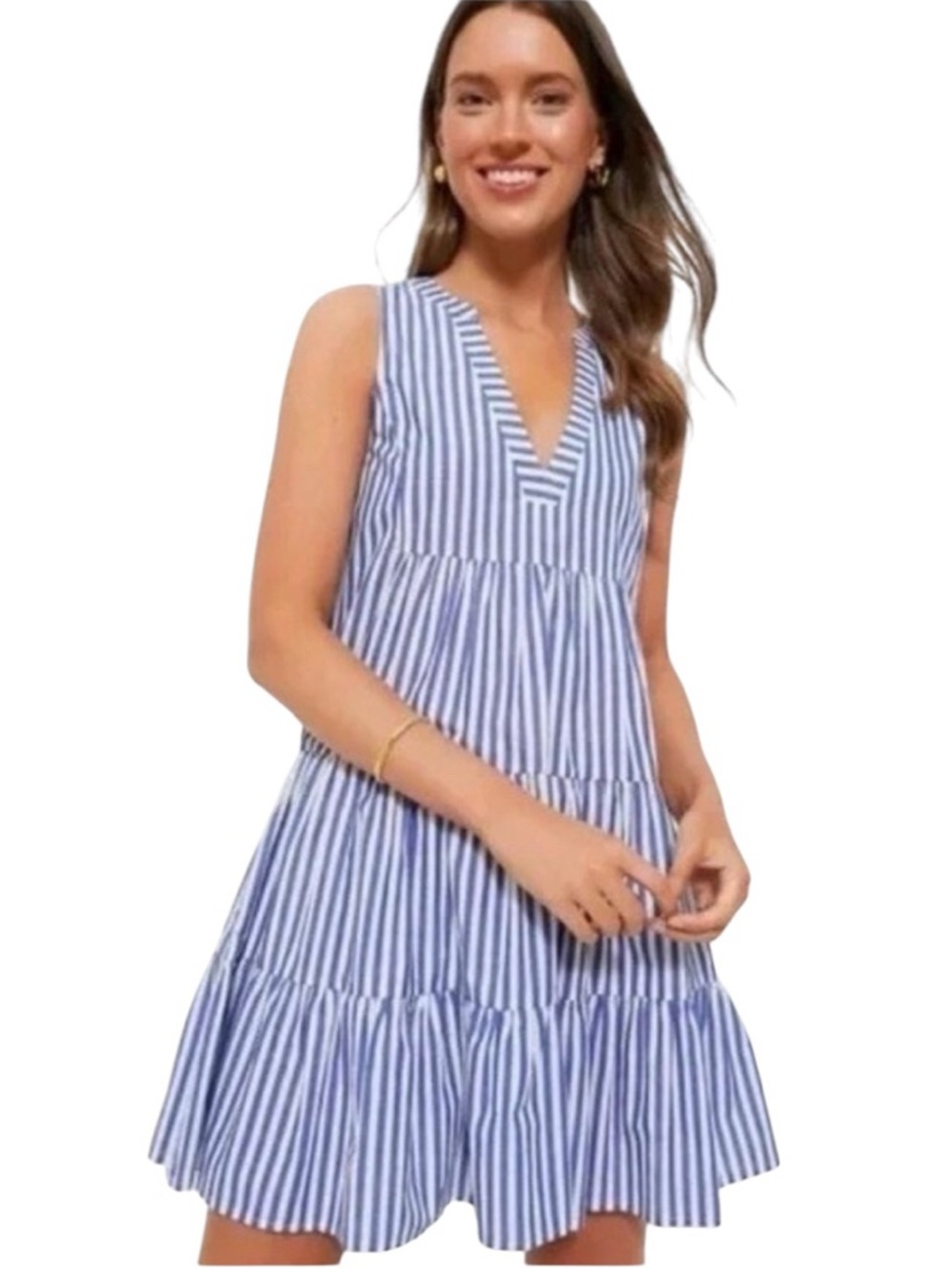 Tuckernuck Pomander Place Kenzo Blue White Stripe Sleeveless Mini Dress Large - Picture 2 of 10